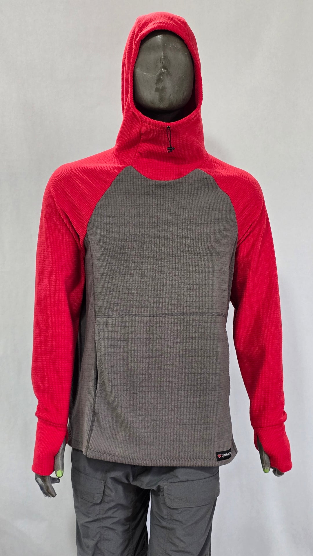 Women's Fleece Hoodie - Gray w/ Red sleeves & hood