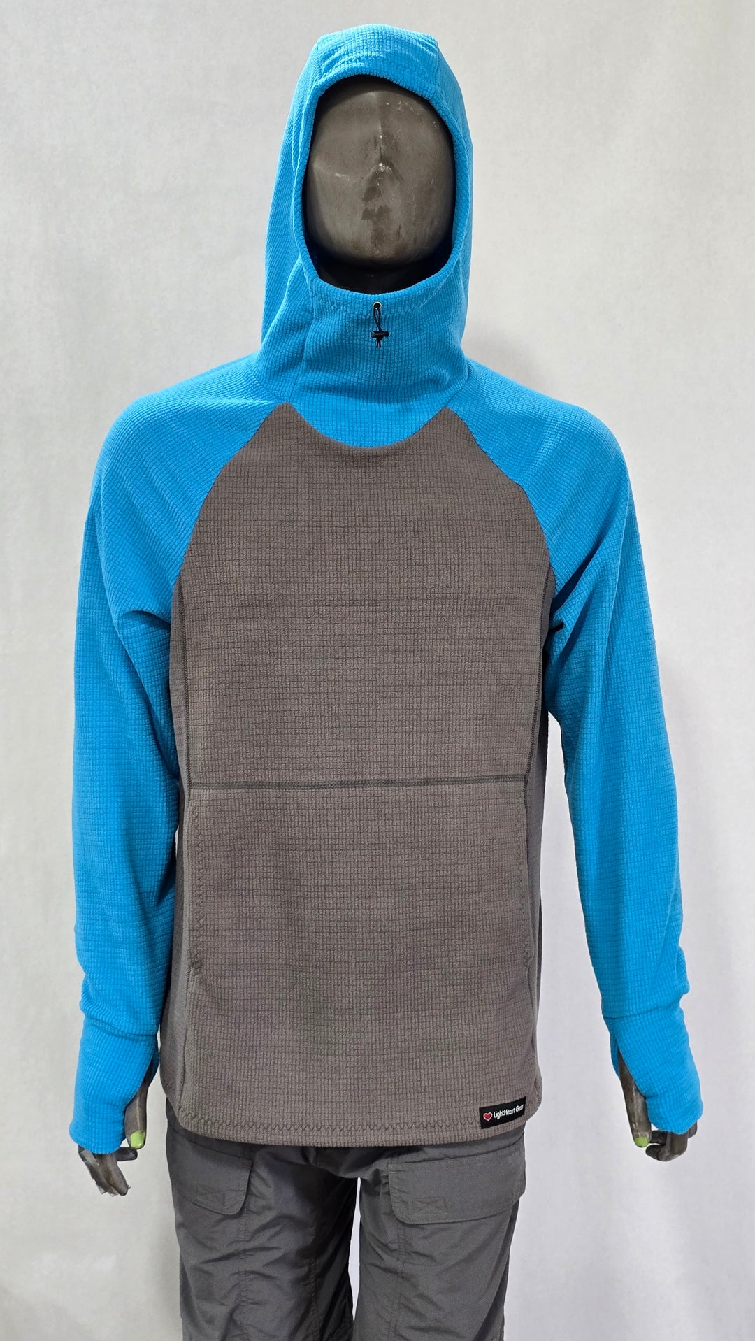 Women's Fleece Hoodie - Gray w/ Sky Blue sleeves and hood