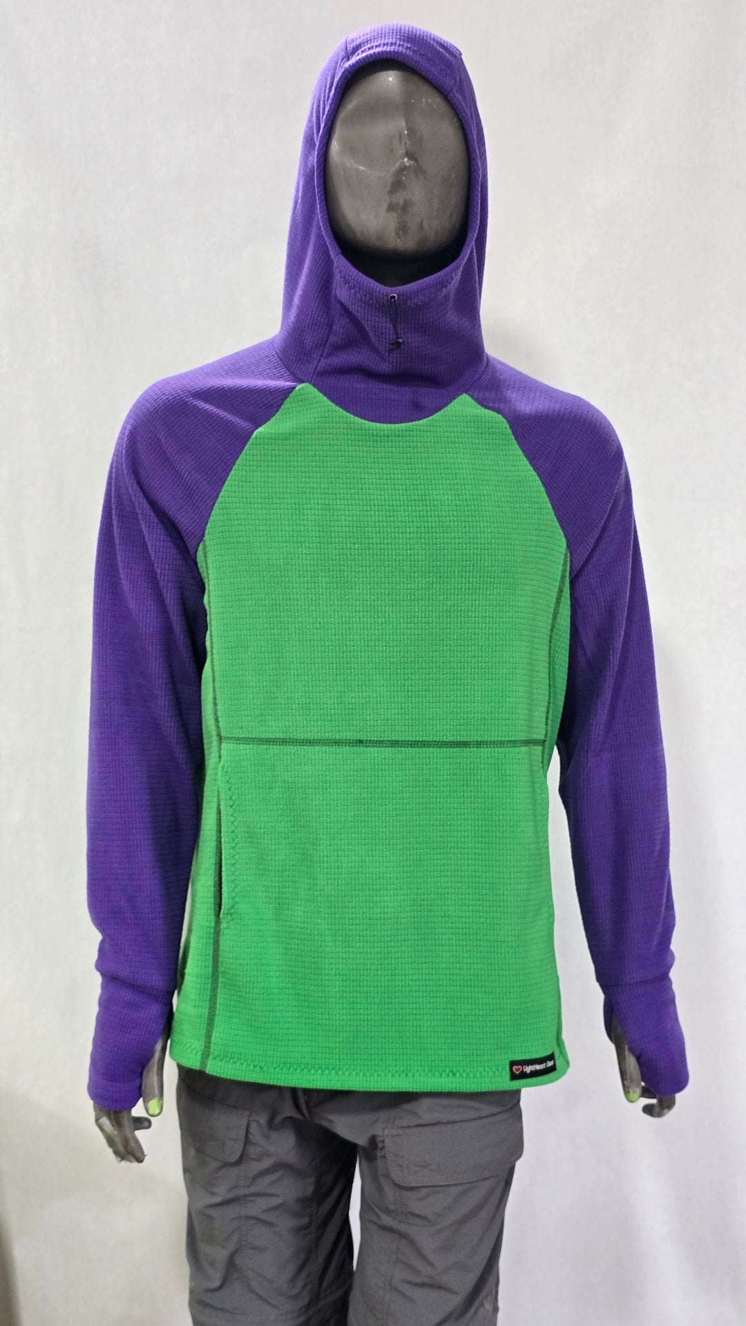 Men's Hoodie - Green w/ Purple sleeves & hood