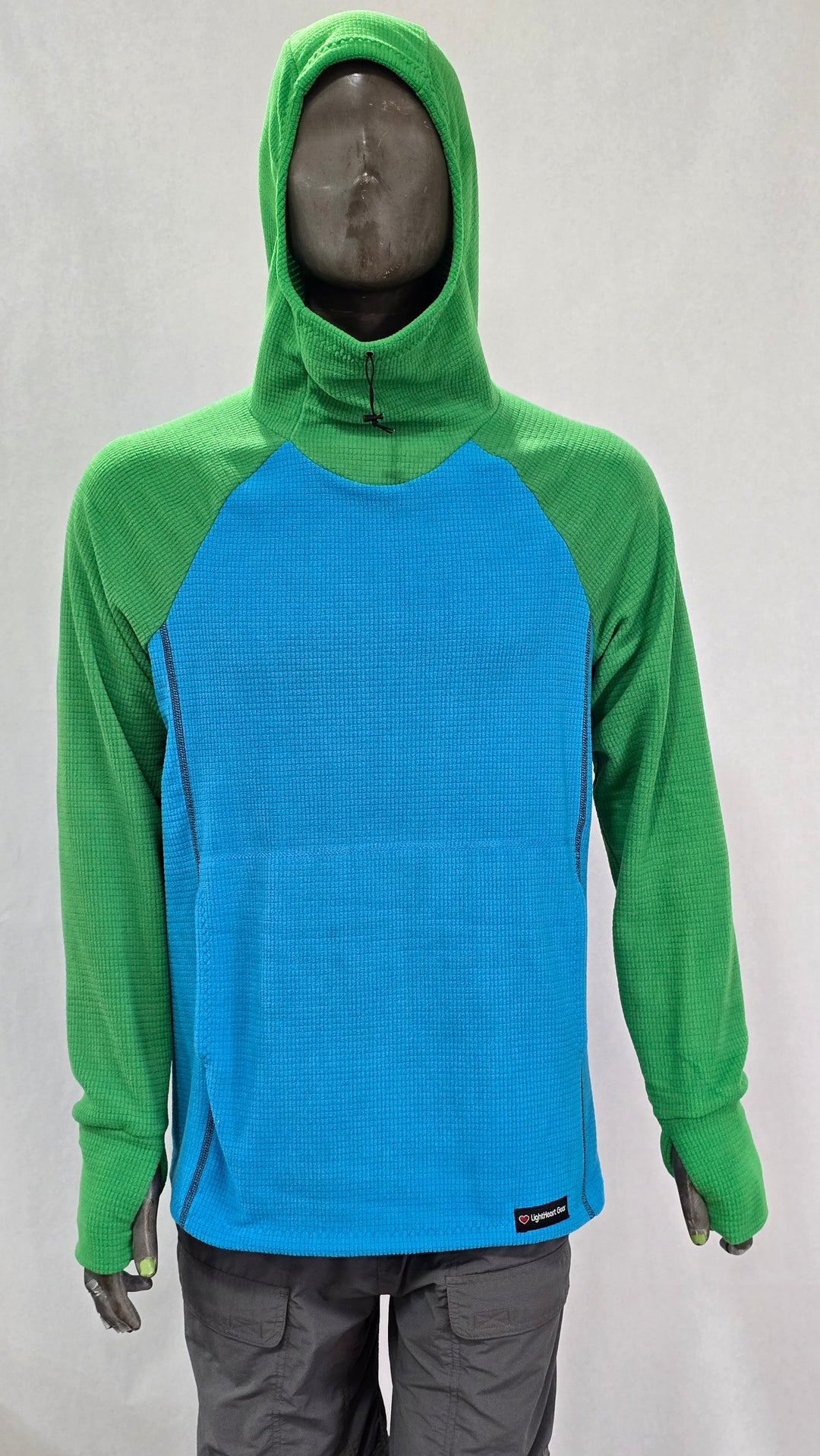 Men's Hoodie - Sky Blue w/ Green sleeves & hood