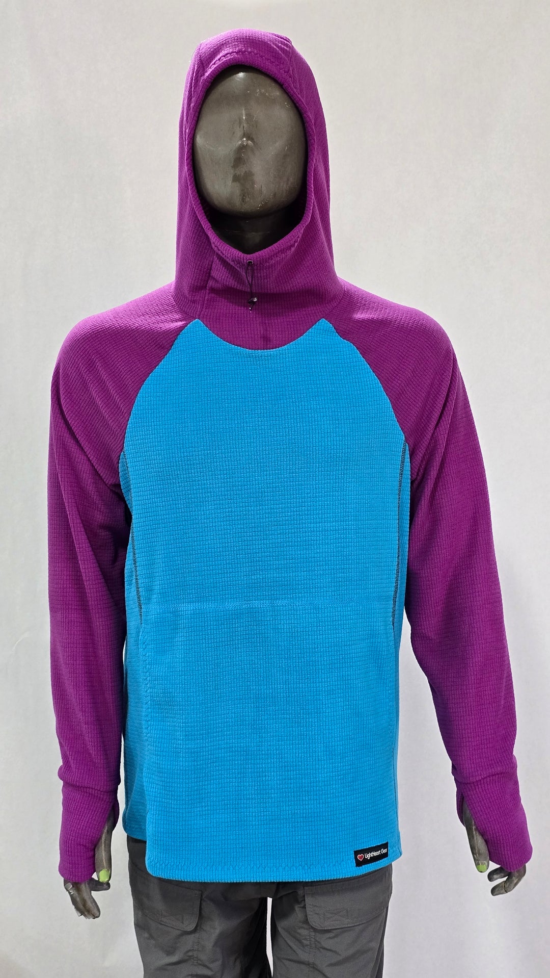Women's Fleece Hoodie - Sky Blue w/ Violet Sleeves & Hood