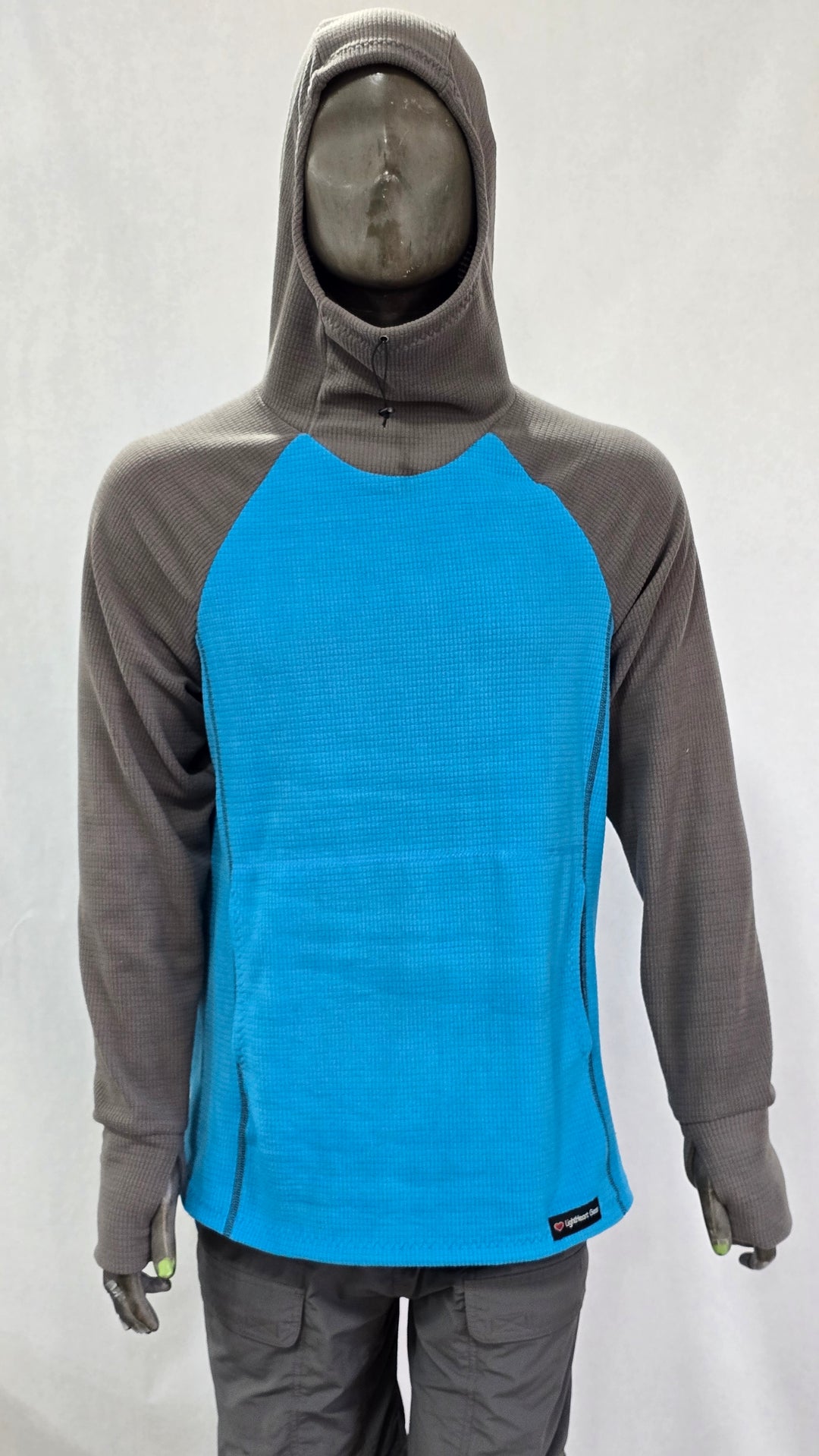 Women's Fleece Hoodie - Sky Blue w/ Gray sleeves and hood