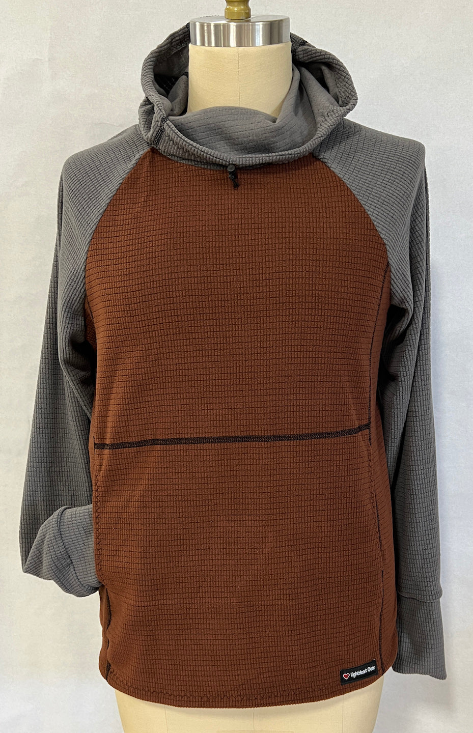 Women's Fleece Hoodie - Brown w/ Gray sleeves & hood