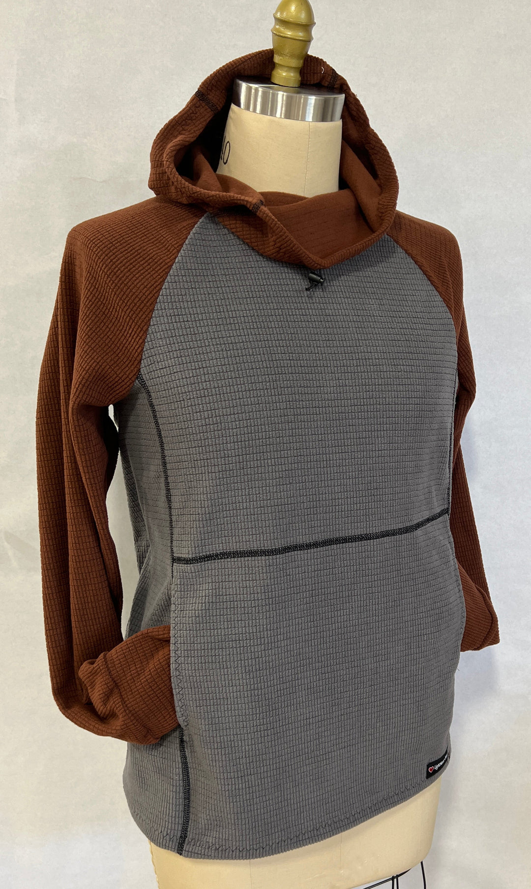 Women's Fleece Hoodie - Gray w/ Brown sleeves and hood