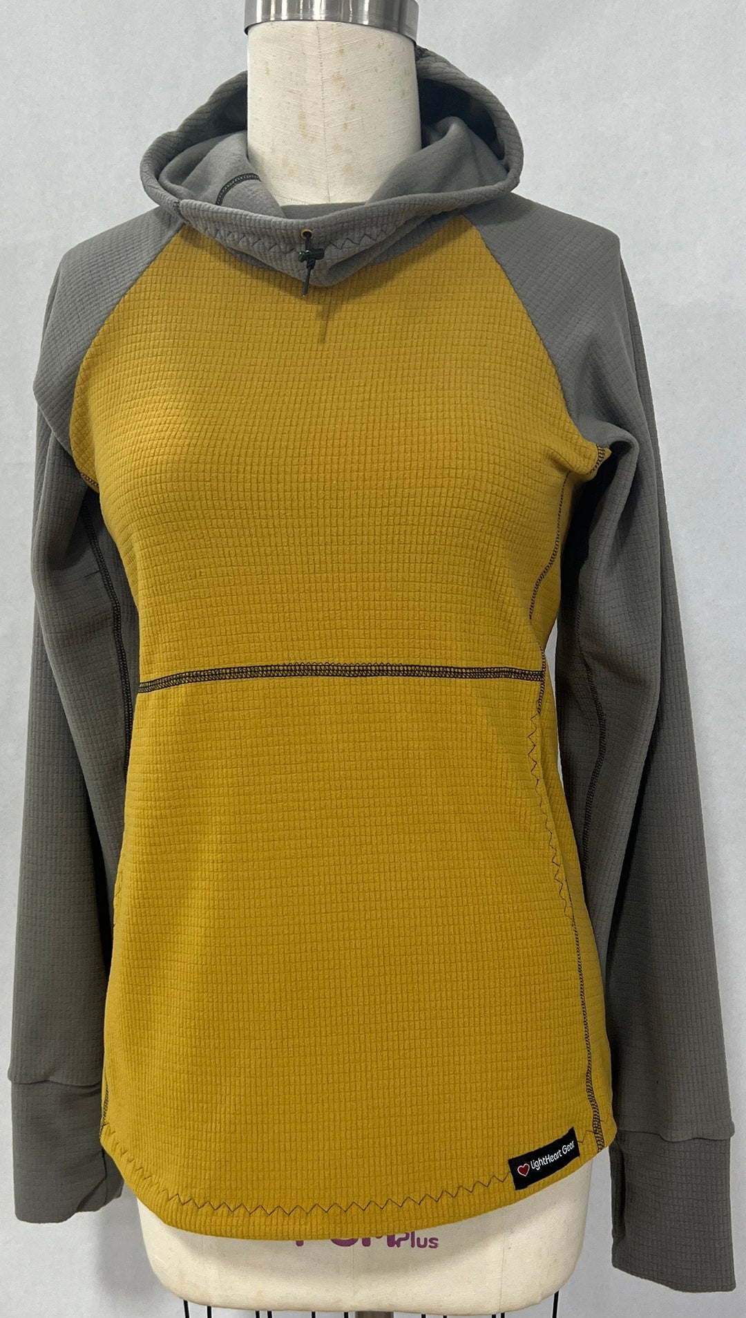 Women's Fleece Hoodie - Mustard w/ Gray sleeves & hood